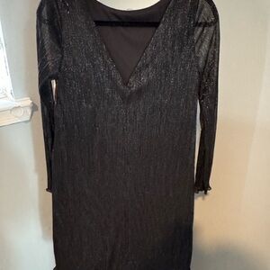 Marina Black Shimmer Lace Cocktail Dress Sleeveless Size 6